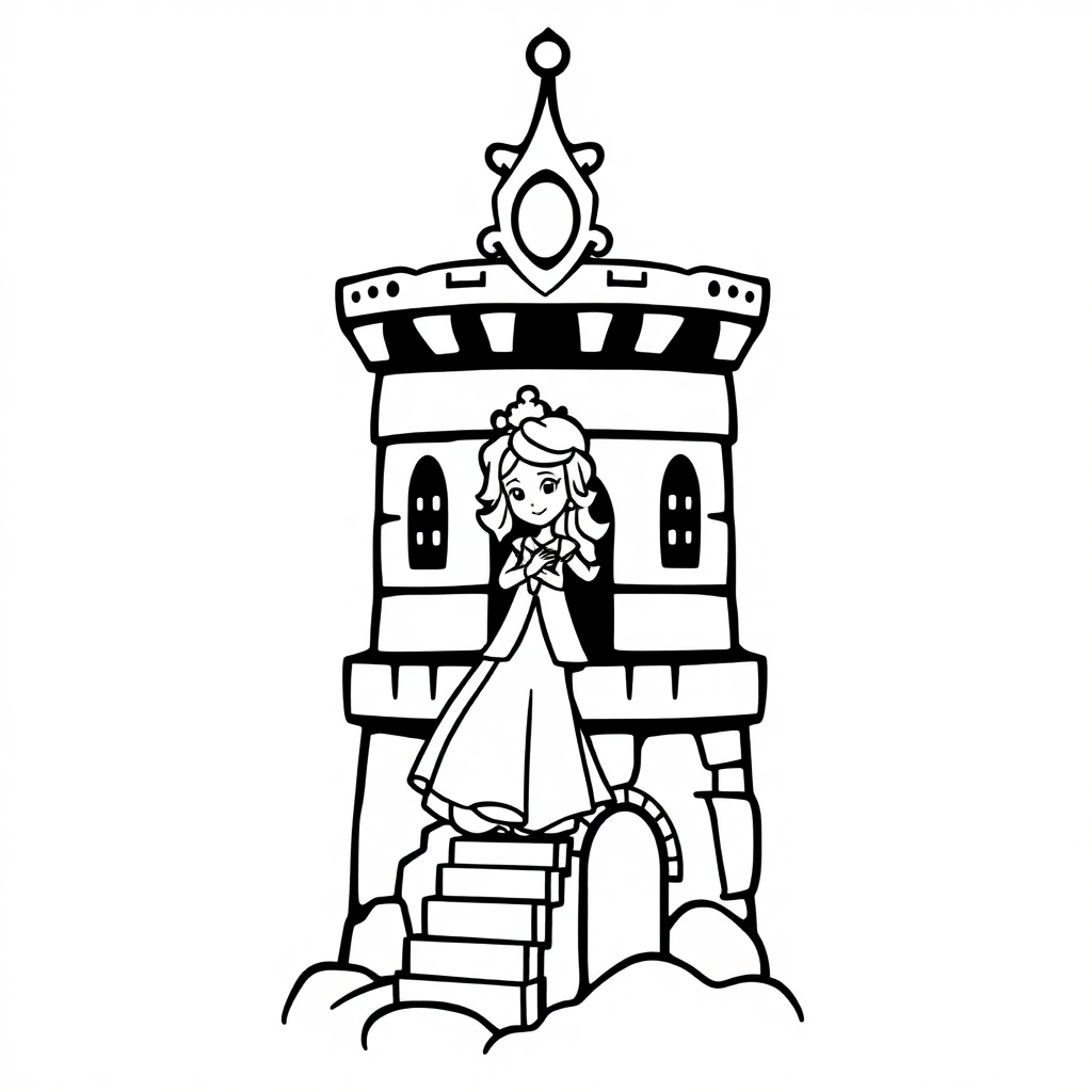 Tiny Princess In Tower Coloring Page