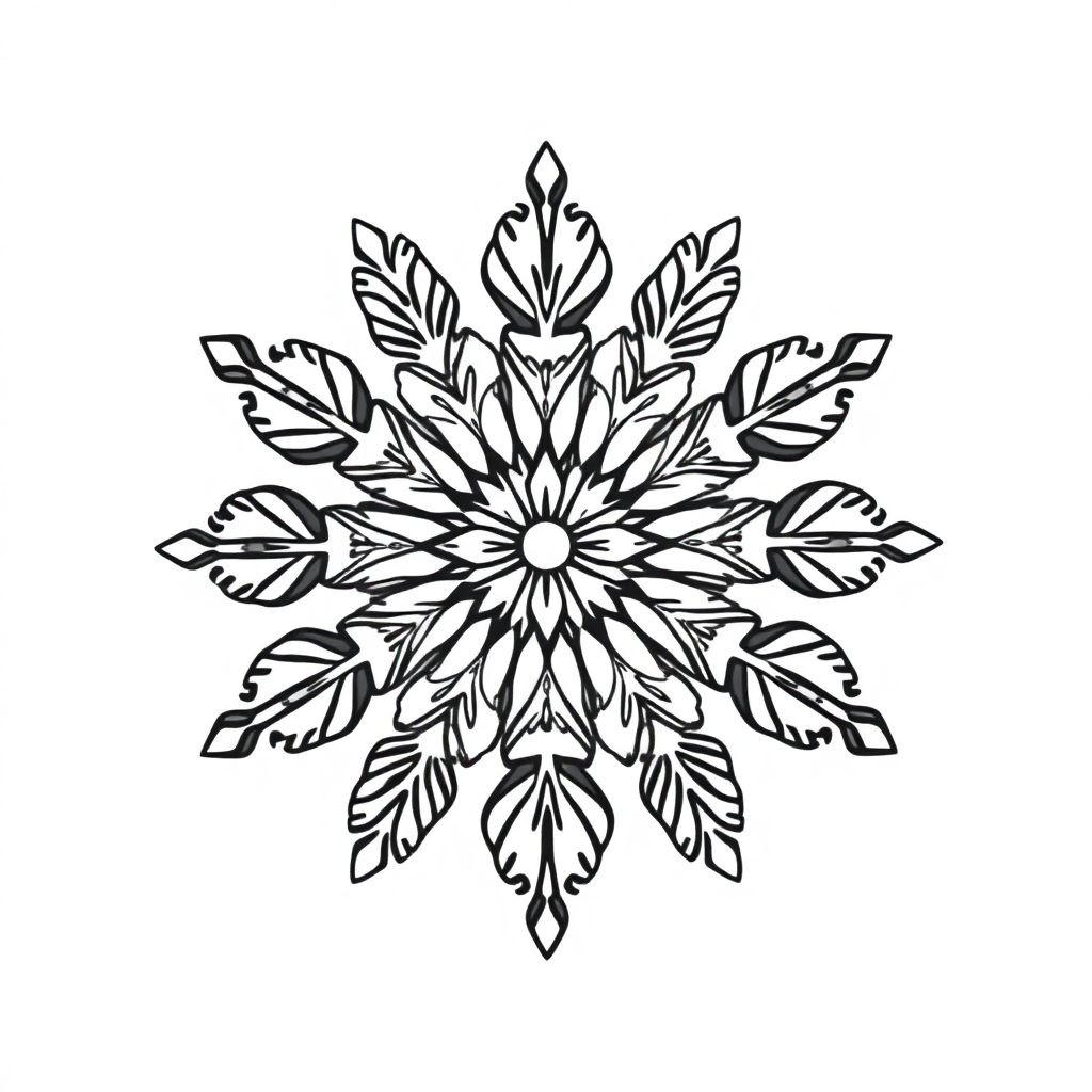 Tiny Snowflake Mandala Coloring Page