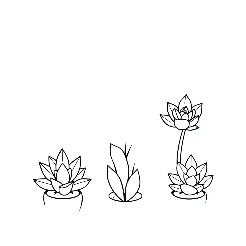 Tiny Succulent Plants Coloring Page