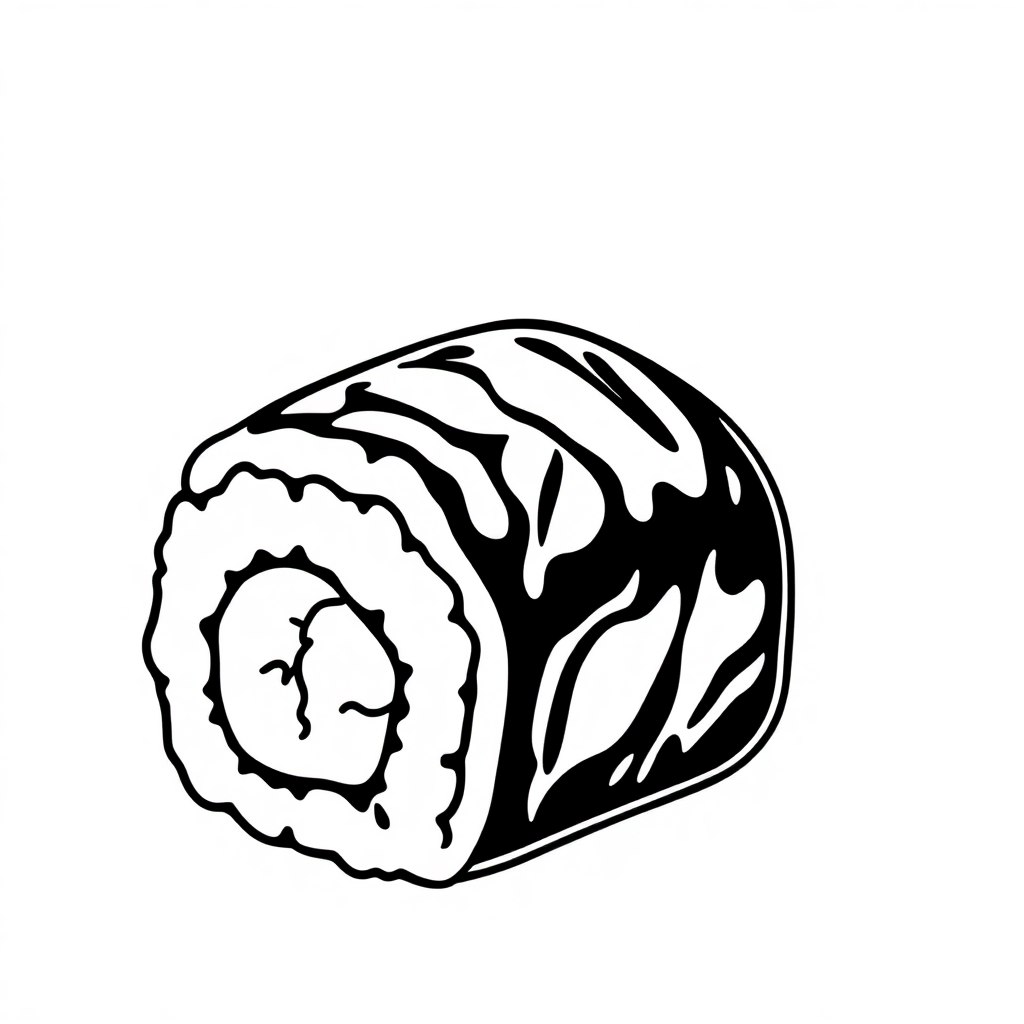 Tiny Sushi Roll Coloring Page