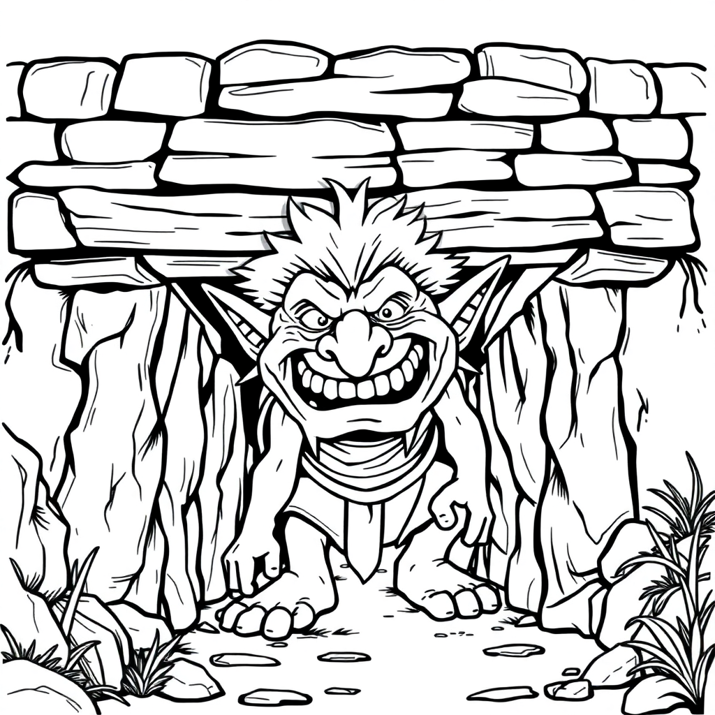 Troll Under Bridge Coloring Page