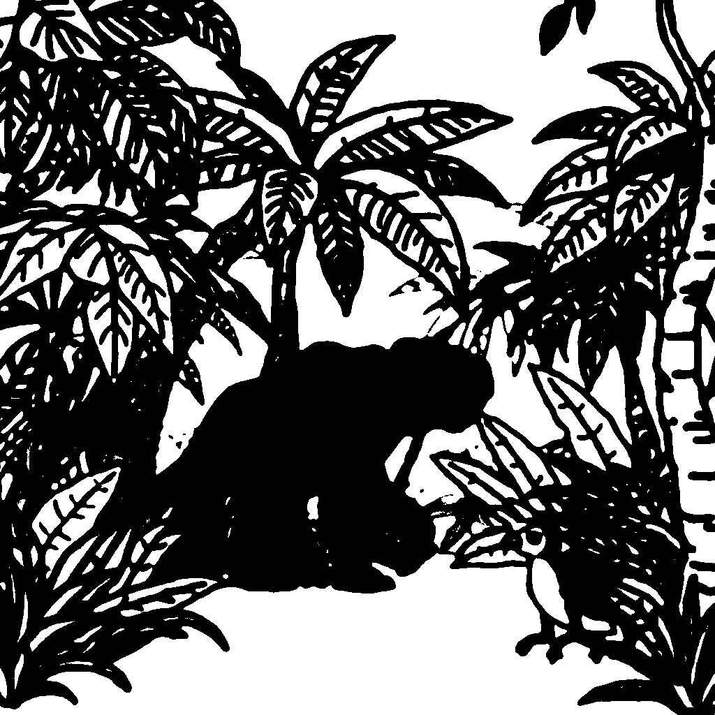 Tropical Jungle In Forest Coloring Page