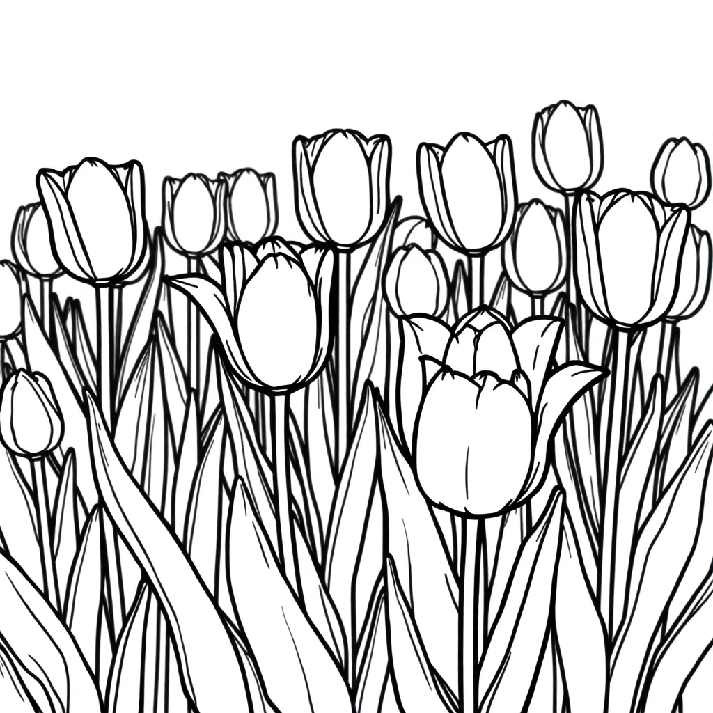 Tulip Garden Coloring Page