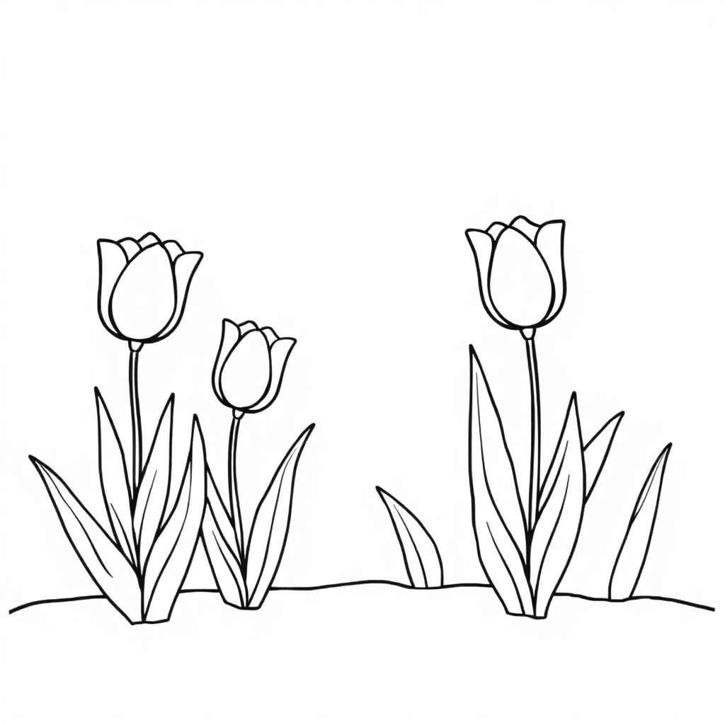Tulip Garden In Space Coloring Page