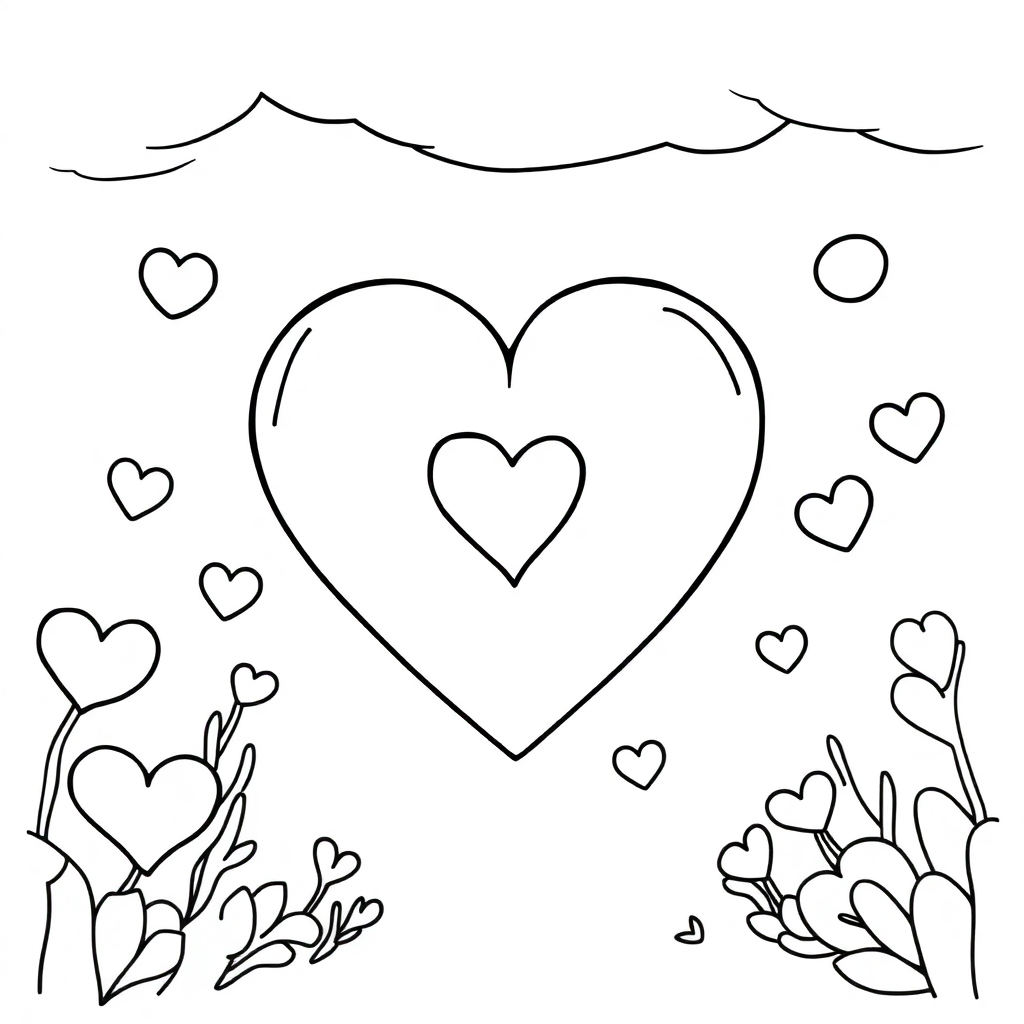 Valentines Heart Underwater Coloring Page