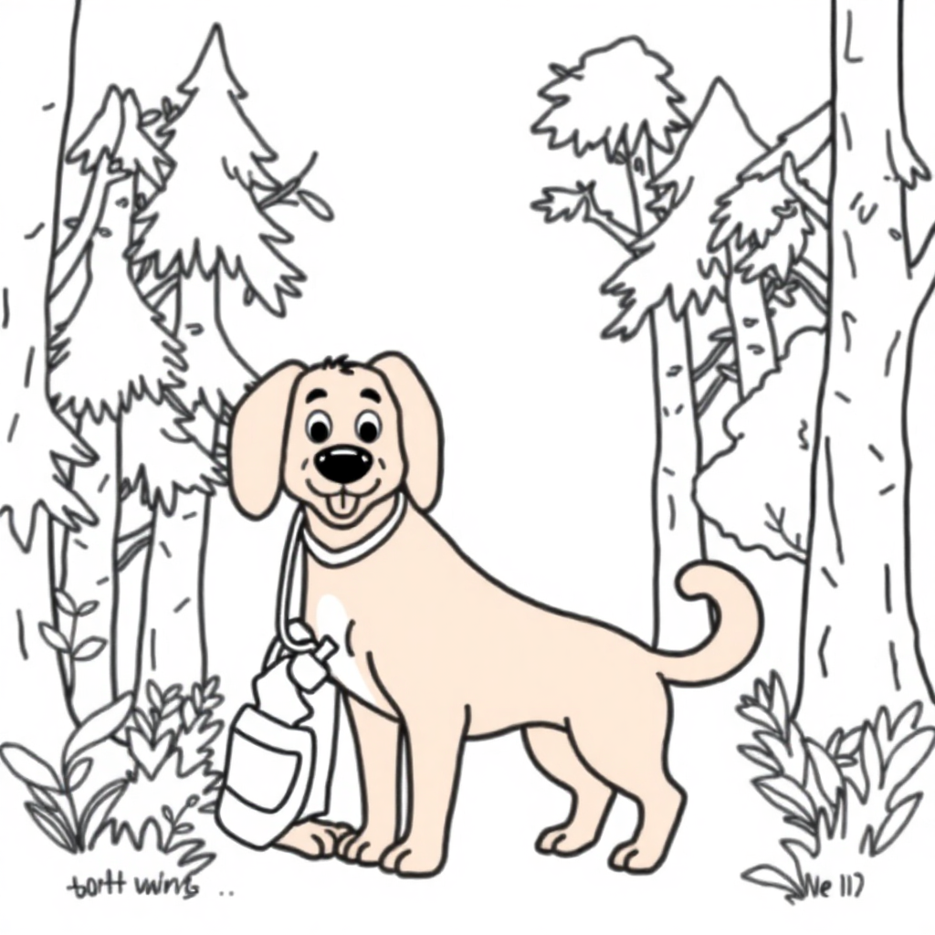 Veterinarian With Pet In Forest Coloring Page