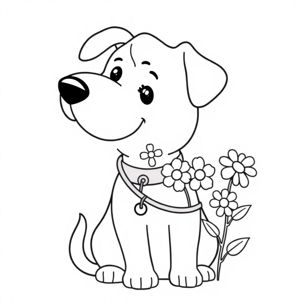 Veterinarian With Pet With Flowers Coloring Page