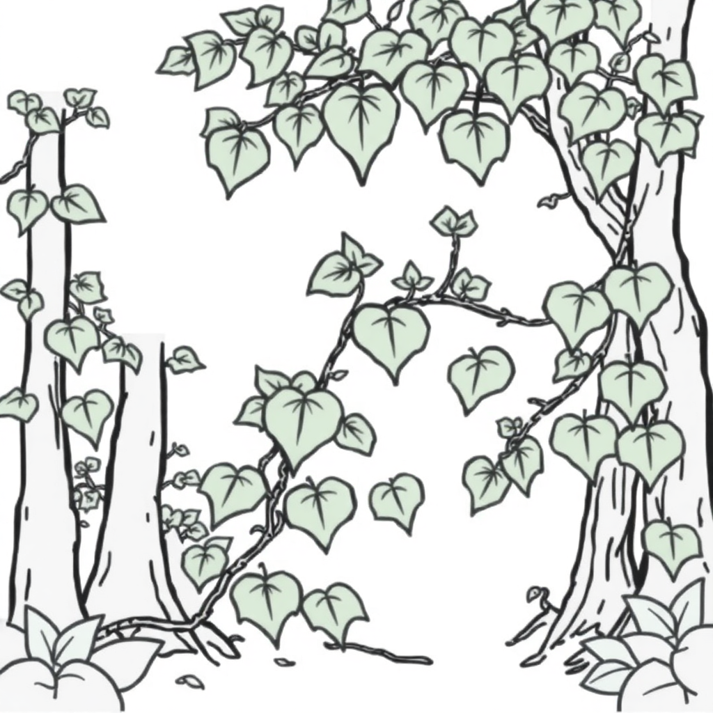 Vine With Leaves In Forest Coloring Page