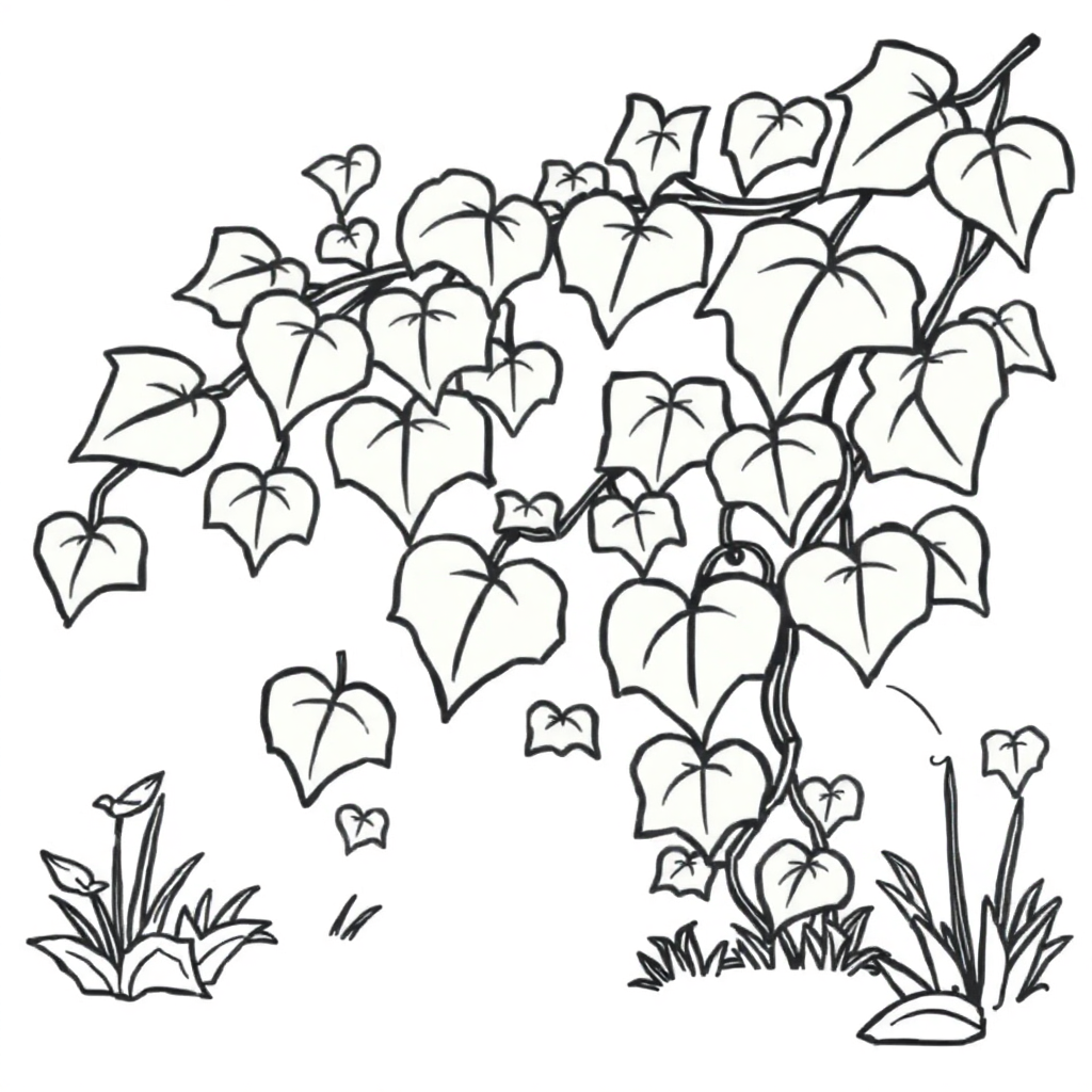 Vine With Leaves In Garden Coloring Page