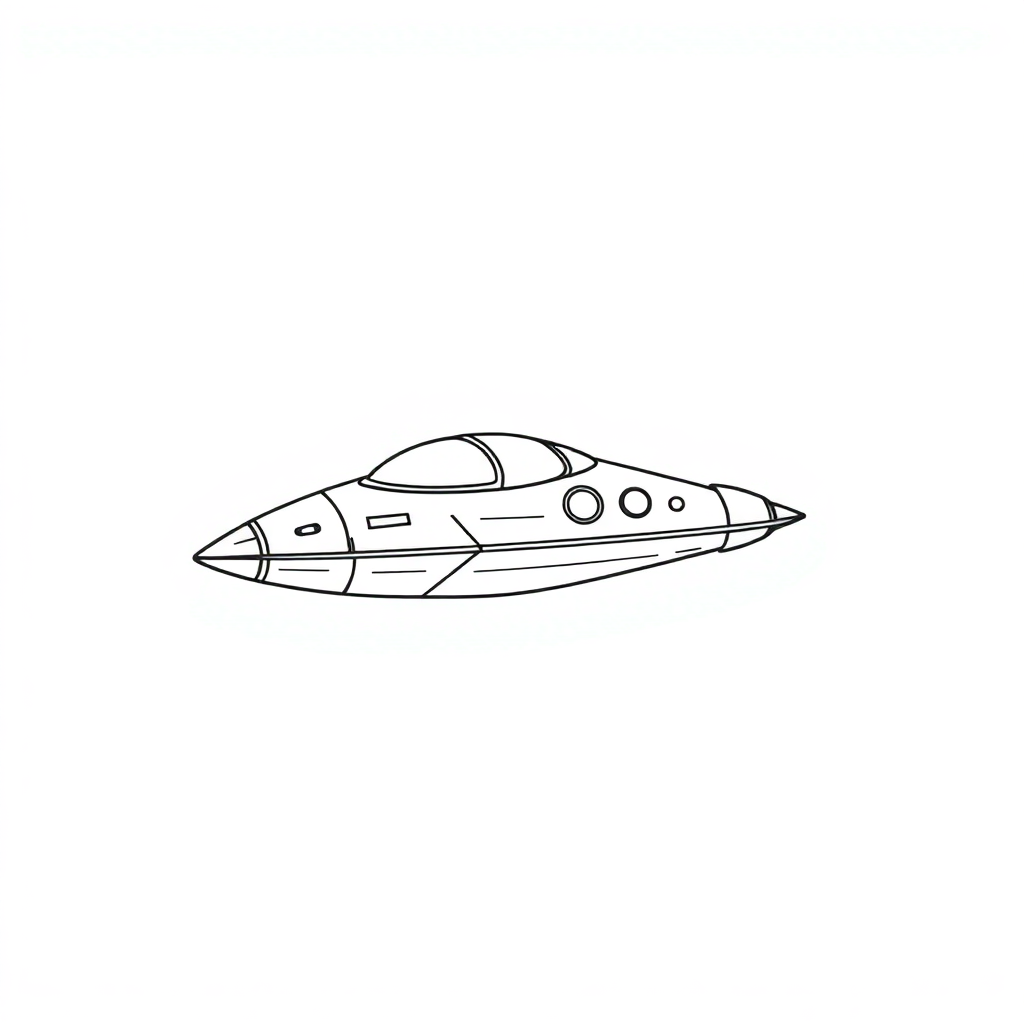Vintage Alien Spaceship Coloring Page