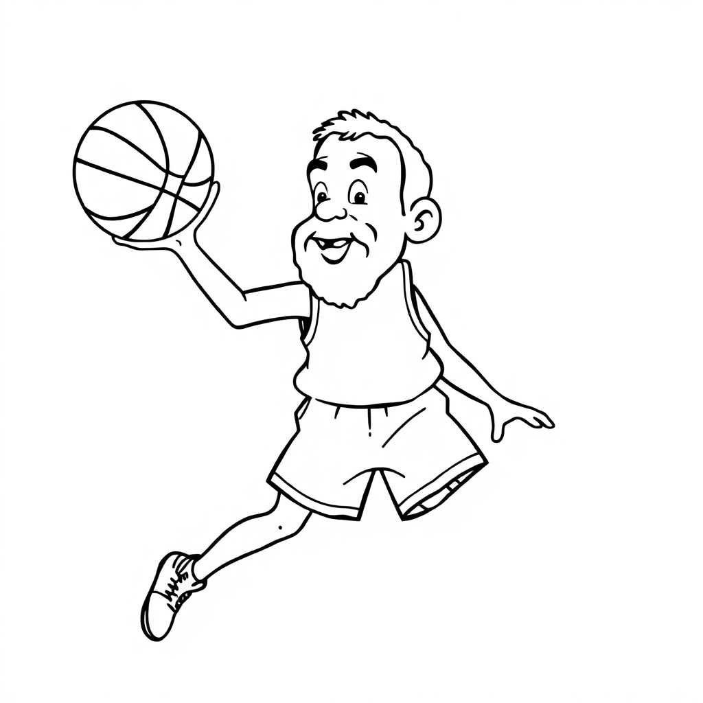 Vintage Basketball Player Coloring Page