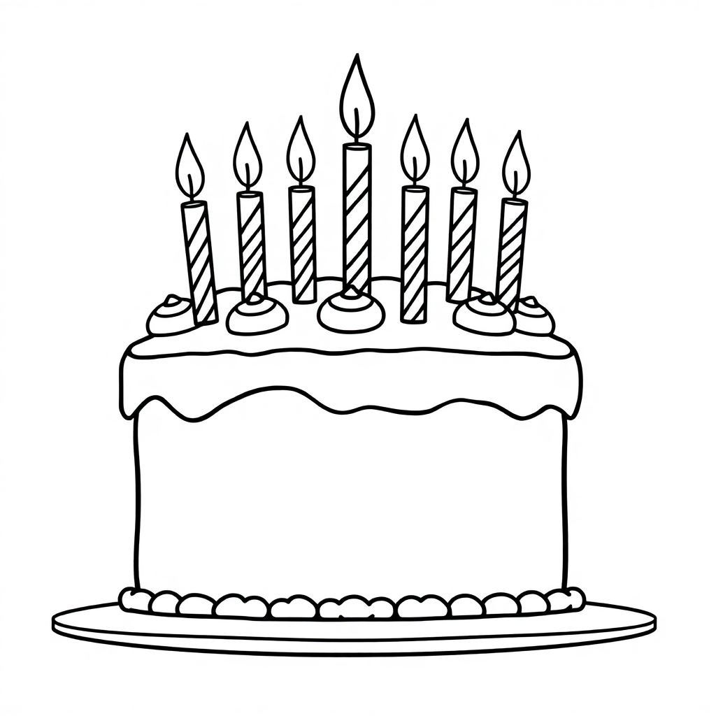 Vintage Birthday Cake With Candles Coloring Page