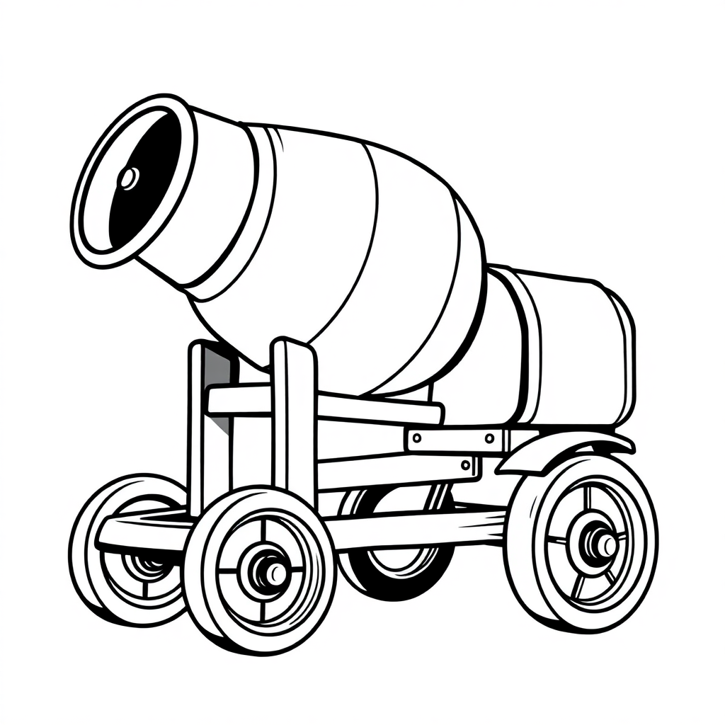 Vintage Cement Mixer Coloring Page