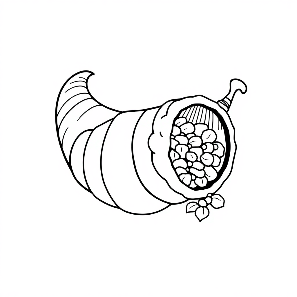 Vintage Cornucopia Coloring Page