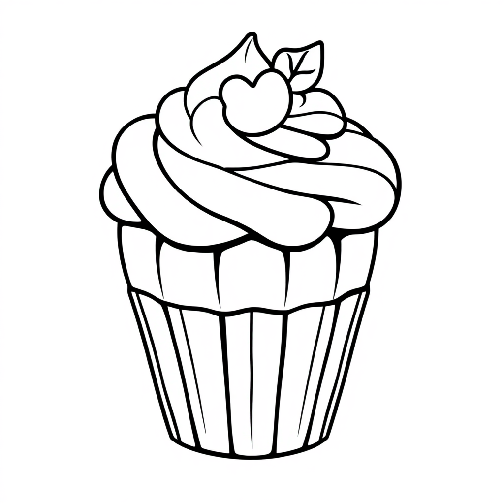 Vintage Cupcake Decorated Coloring Page