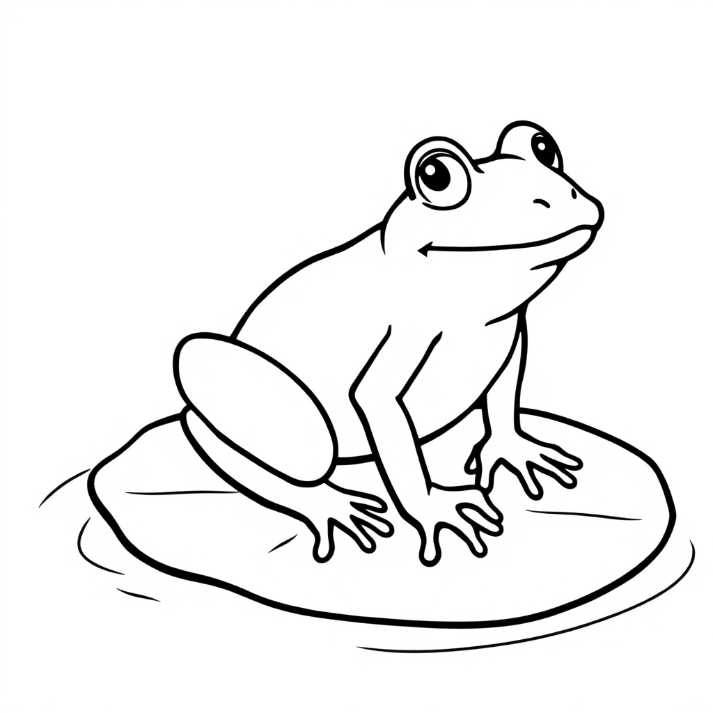 Vintage Frog On Lily Pad Coloring Page