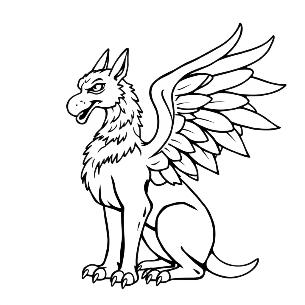 Vintage Griffin Creature Coloring Page