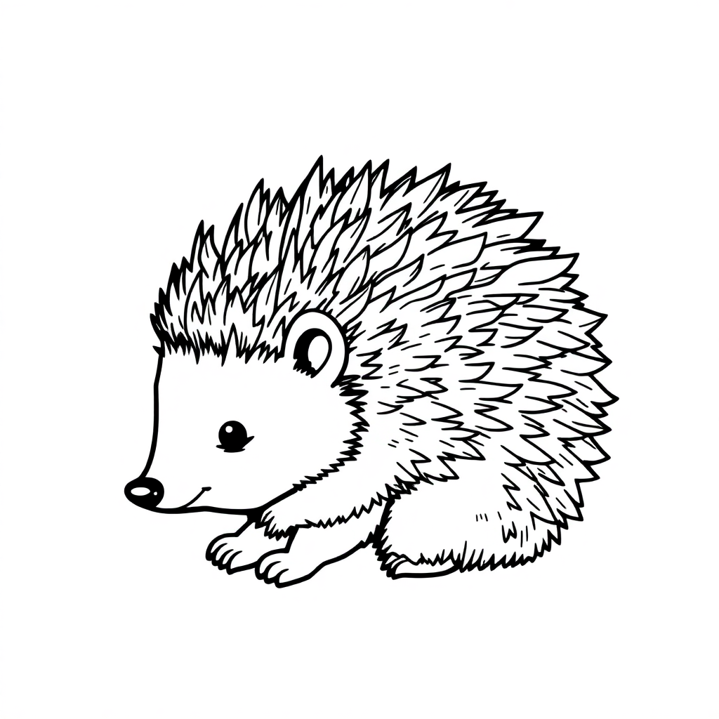Vintage Hedgehog Curled Up Coloring Page