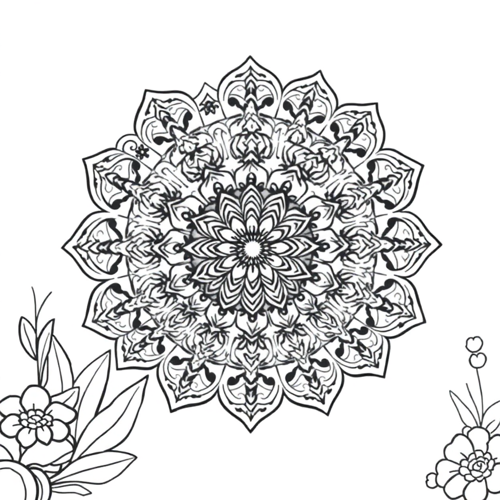 Vintage Lace Mandala In Garden Coloring Page