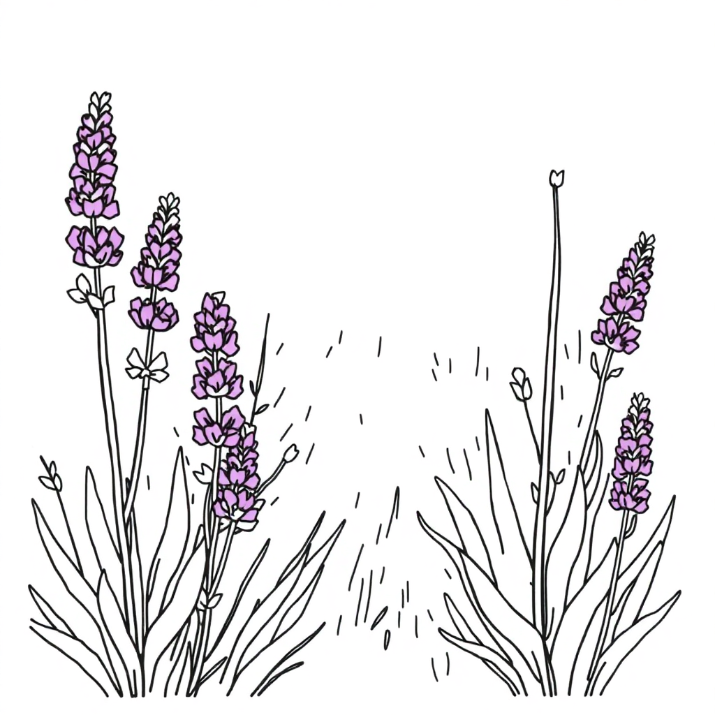 Vintage Lavender Field Coloring Page