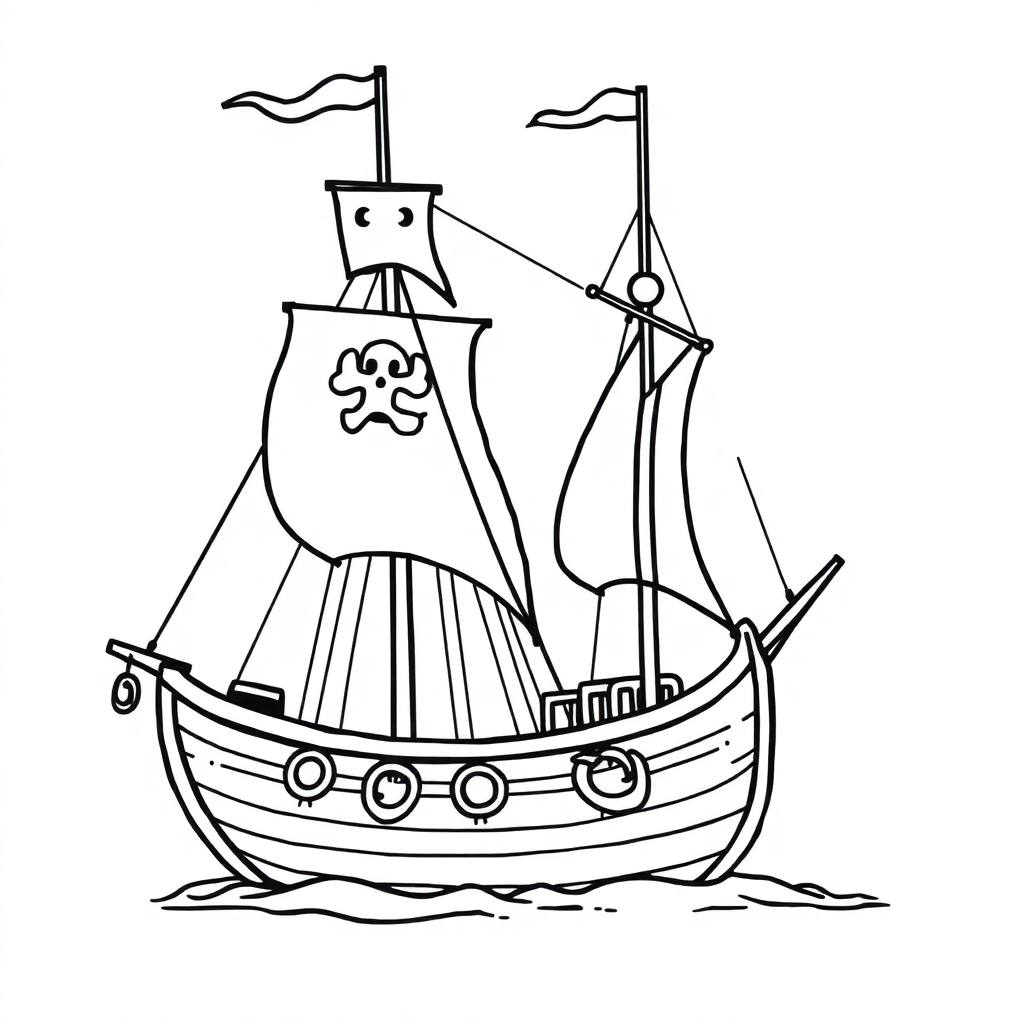 Vintage Pirate Ship Coloring Page