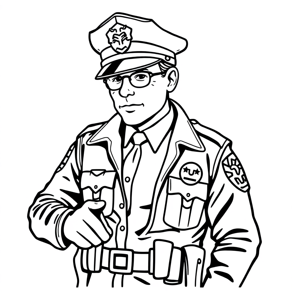 Vintage Police Officer Coloring Page