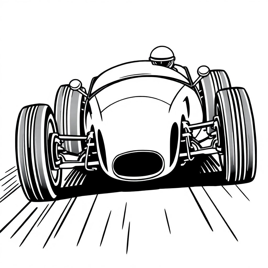 Vintage Race Car Speeding Coloring Page