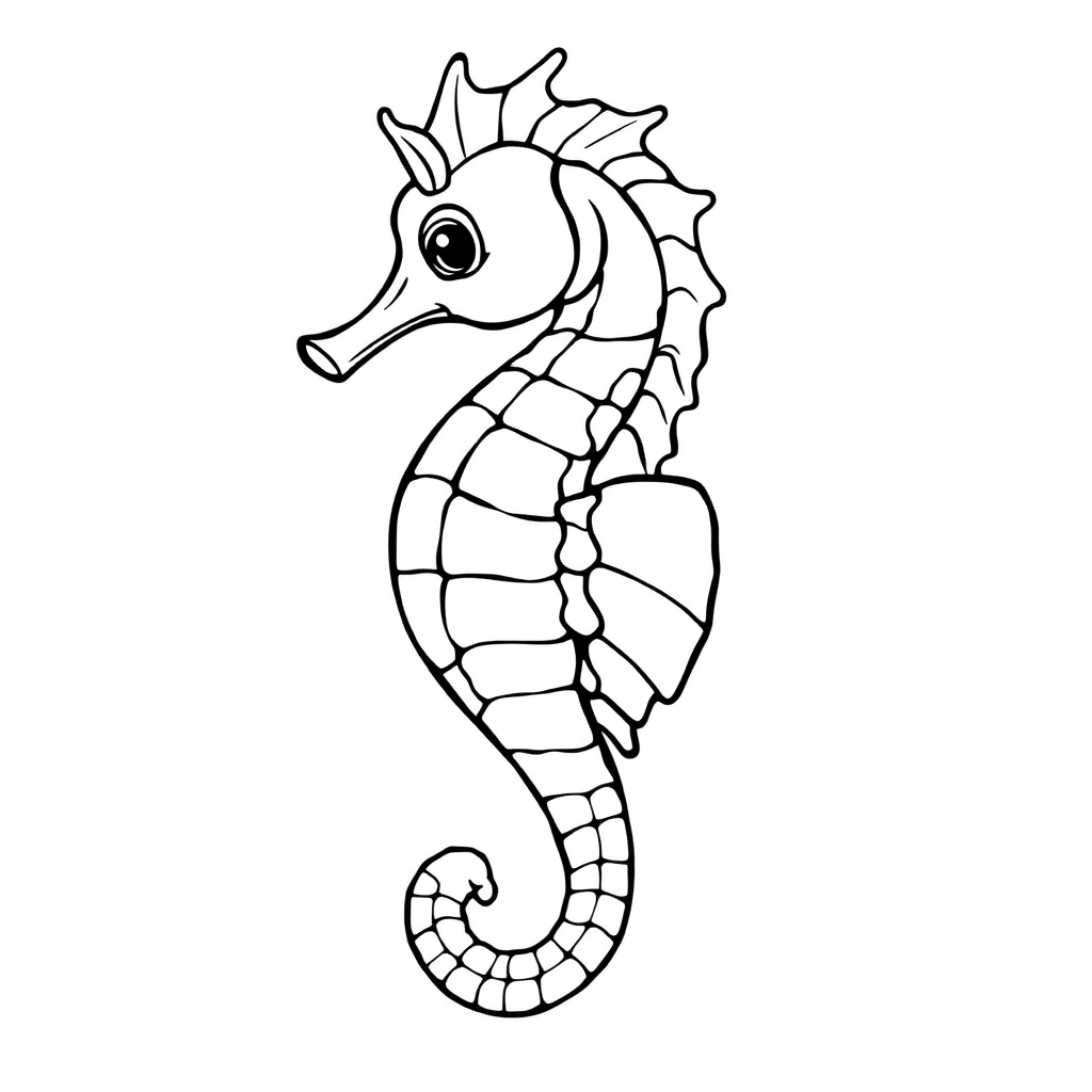 Vintage Seahorse Coloring Page