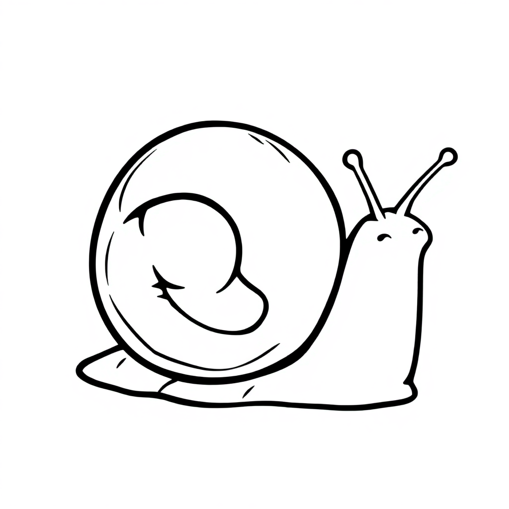 Vintage Snail With Shell Coloring Page