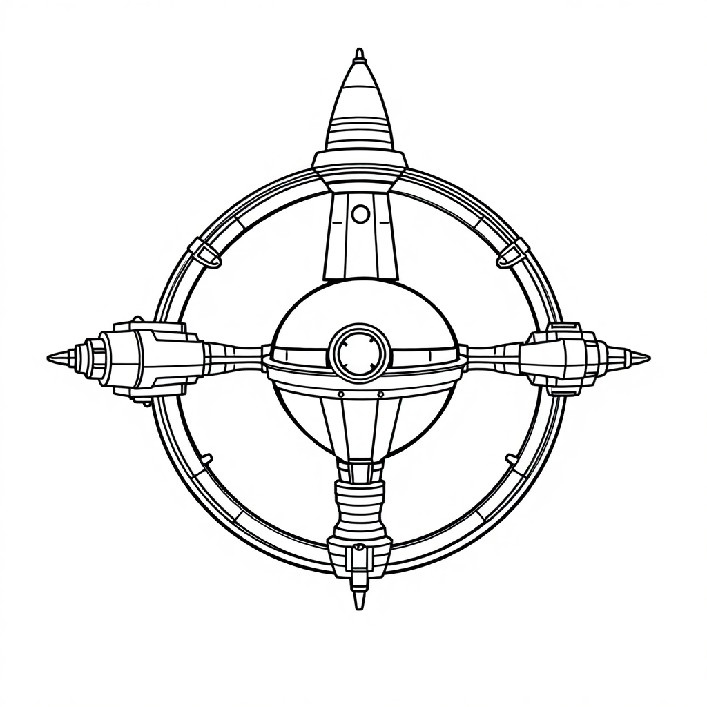Vintage Space Station Coloring Page