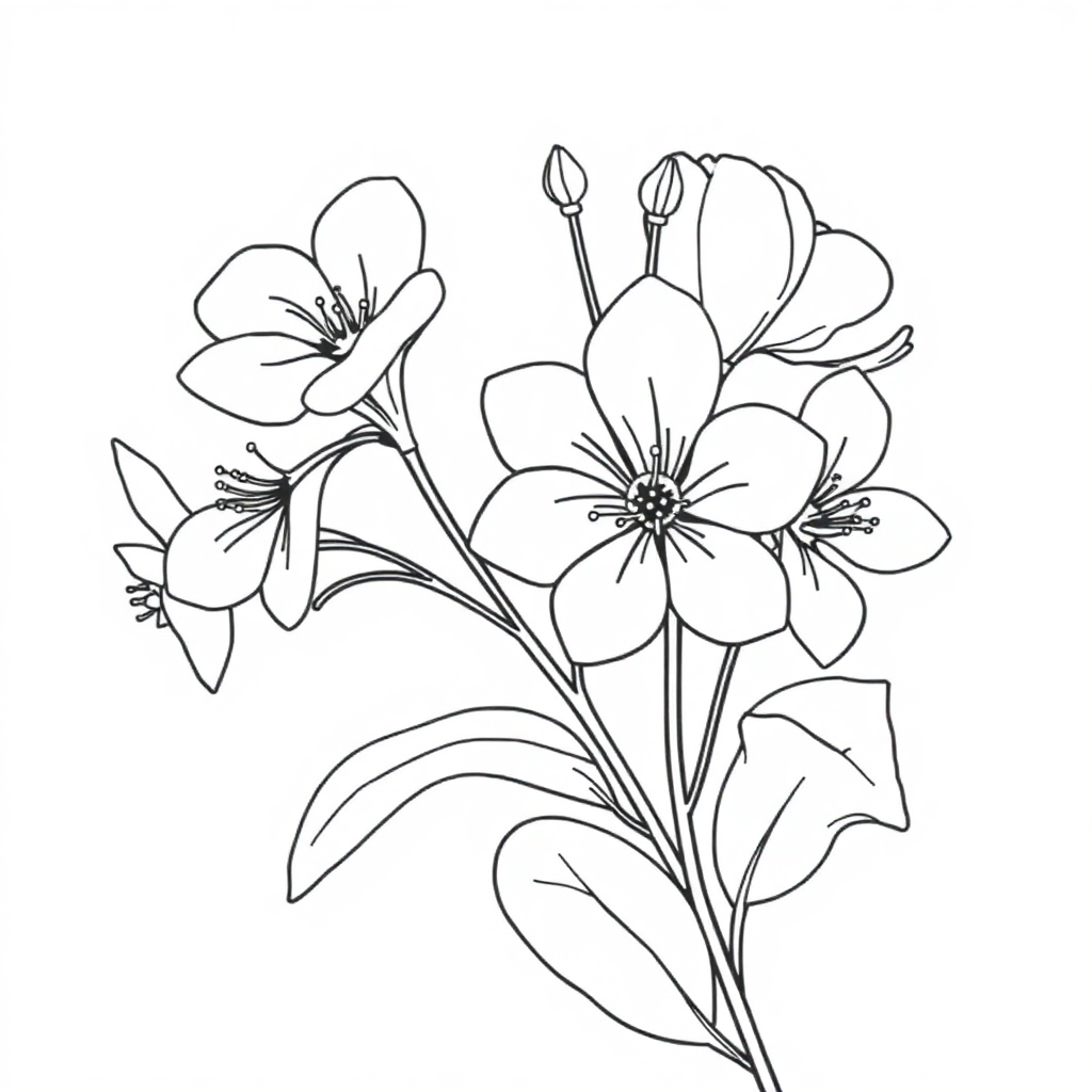 Vintage Spring Blossoms Coloring Page