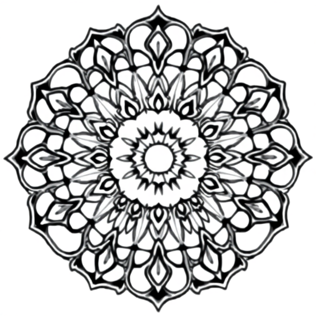 Vintage Symmetrical Mandala Pattern Coloring Page