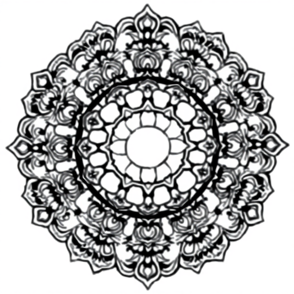 Vintage Tibetan Mandala Coloring Page