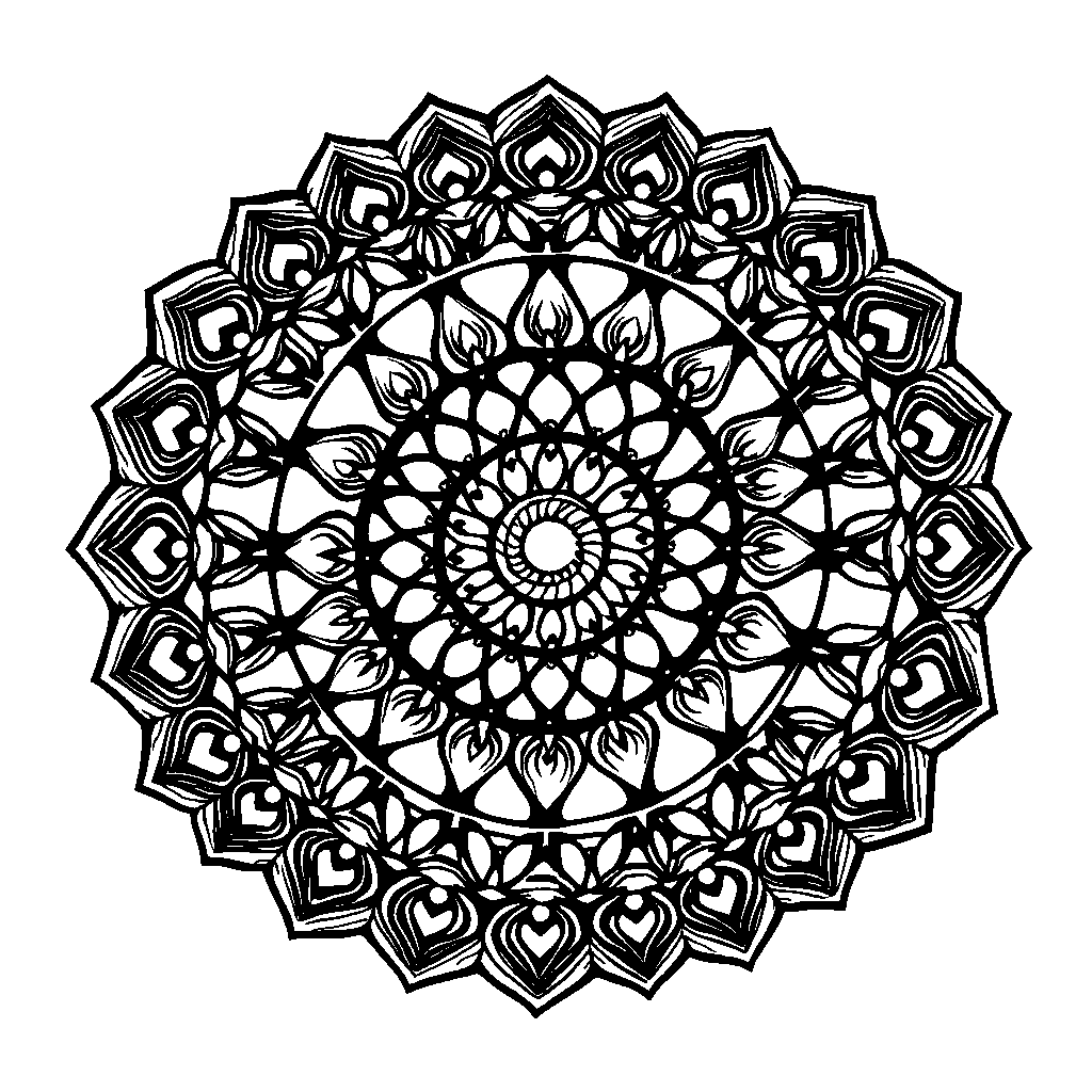 Wild Abstract Spiral Mandala Coloring Page