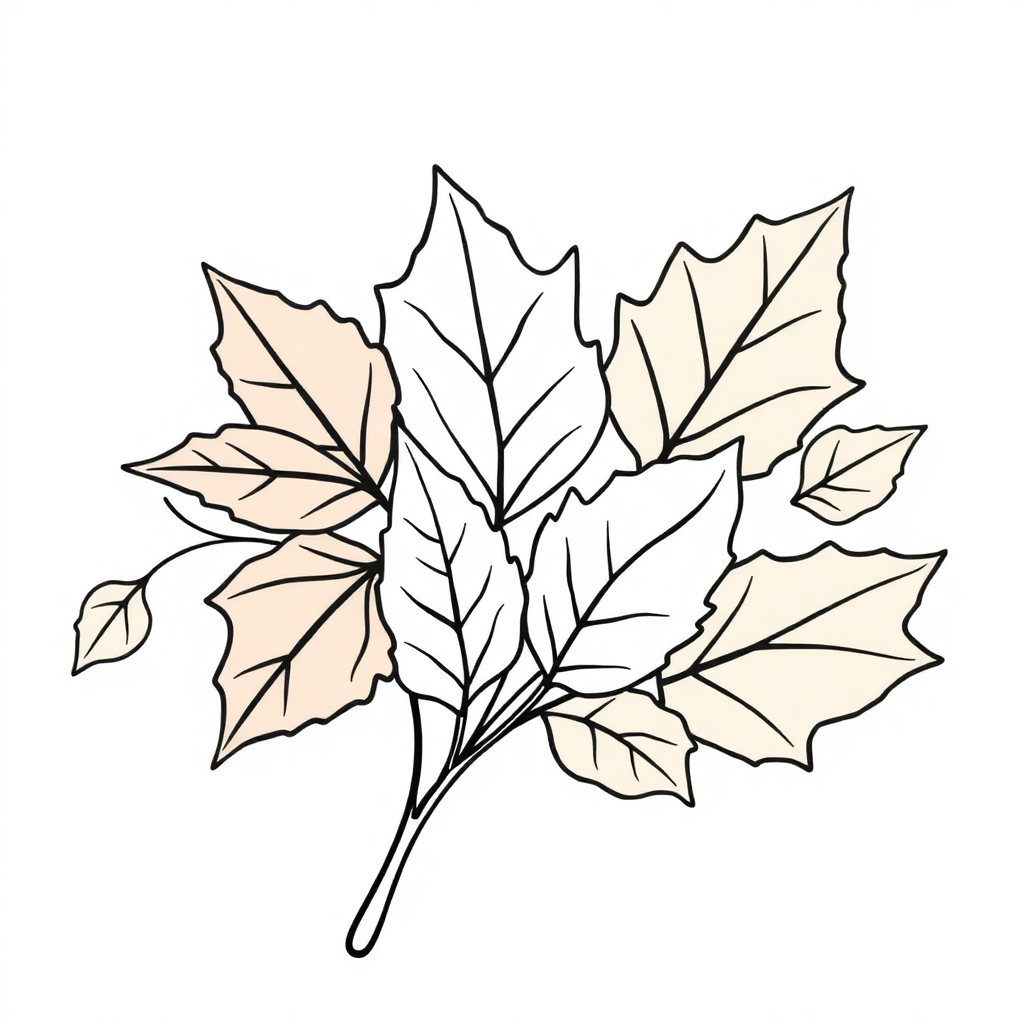 Printable Wild Autumn Leaves Coloring Page