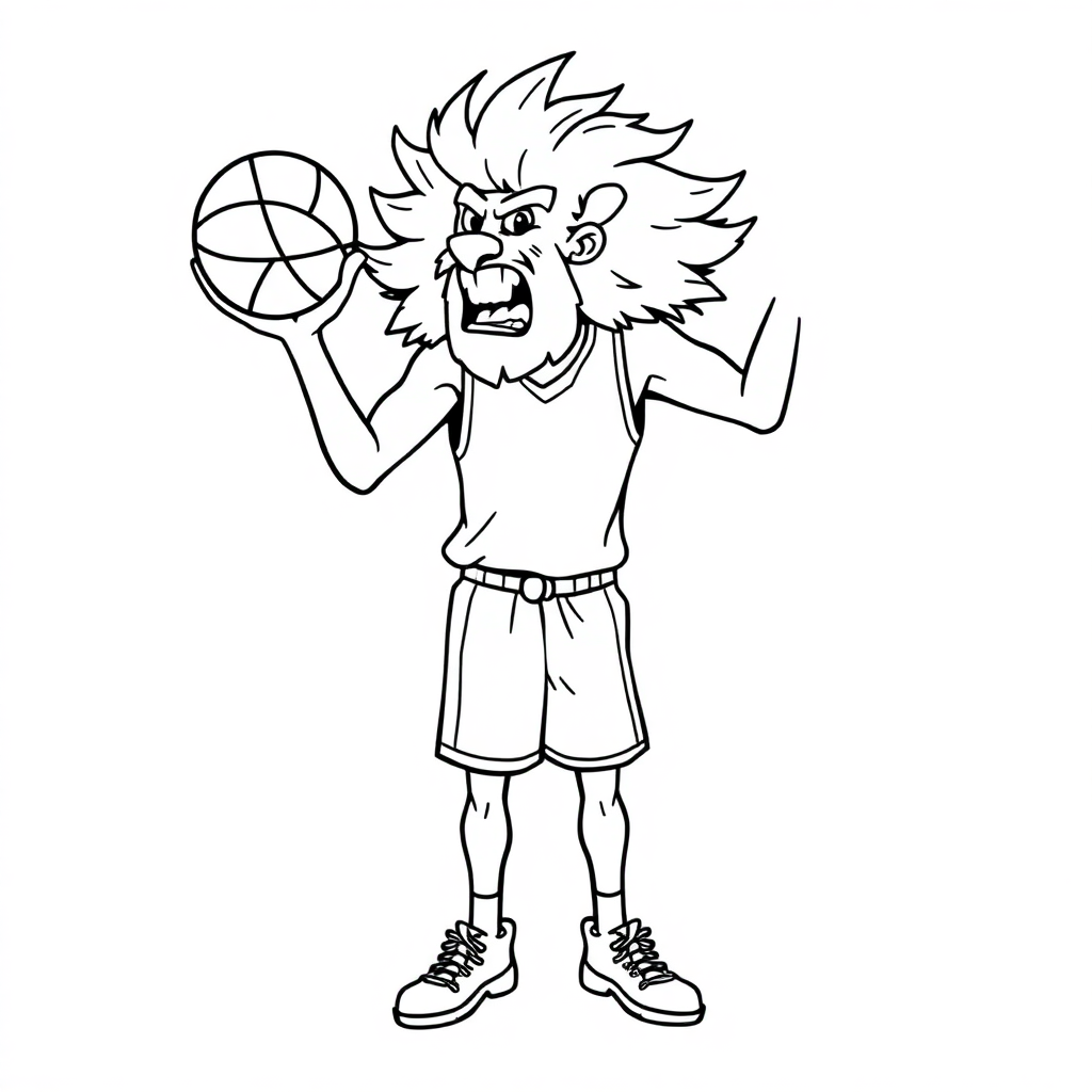 Wild Basketball Player Coloring Page