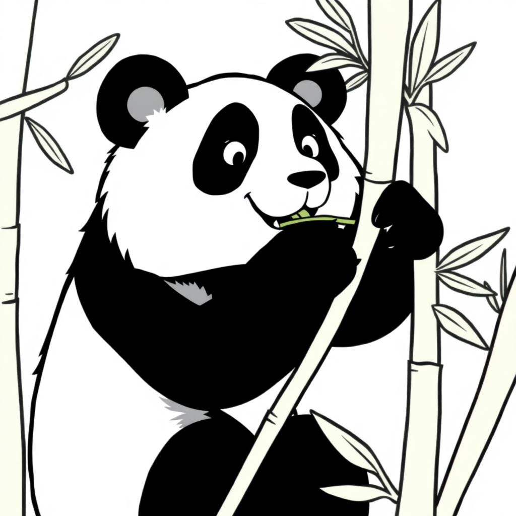 Wild Panda Eating Bamboo Coloring Page