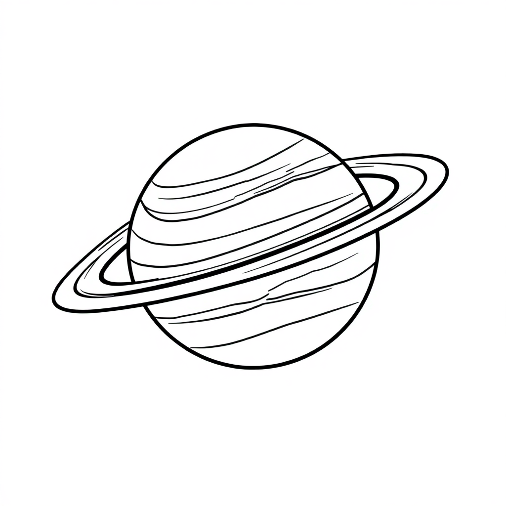 Wild Planet Saturn With Rings Coloring Page