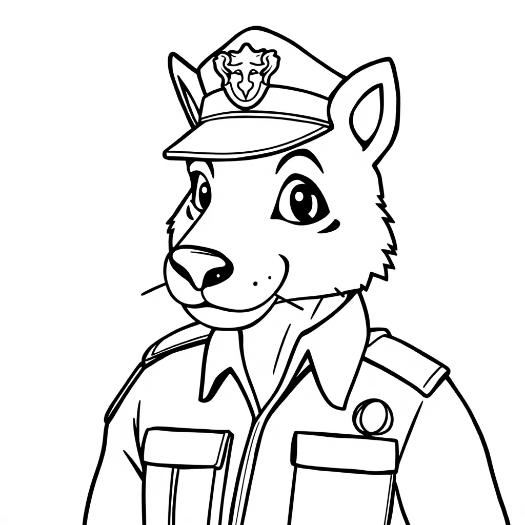 Wild Police Officer Coloring Page