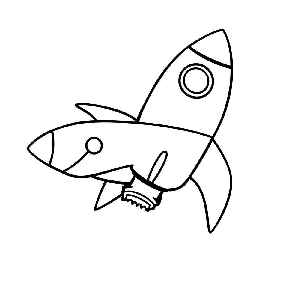 Wild Rocket Ship Flying Coloring Page