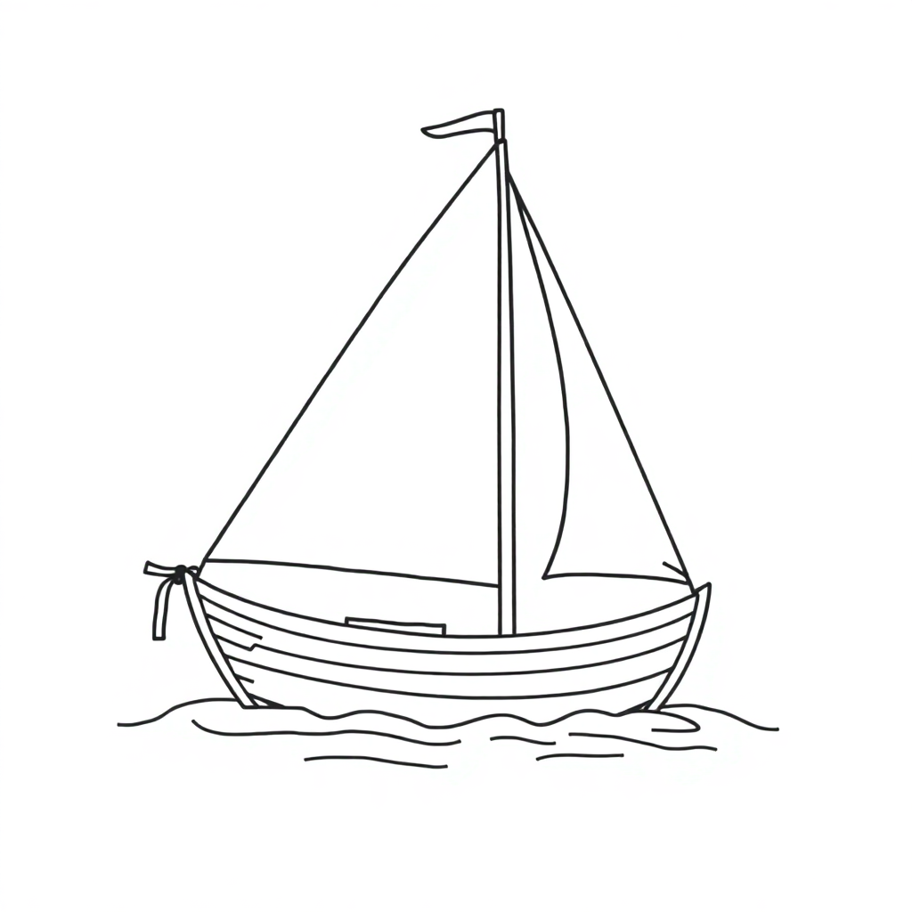 Wild Sailboat On Water Coloring Page