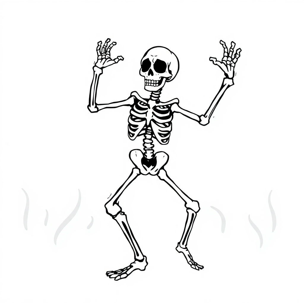 Wild Skeleton Dancing Coloring Page