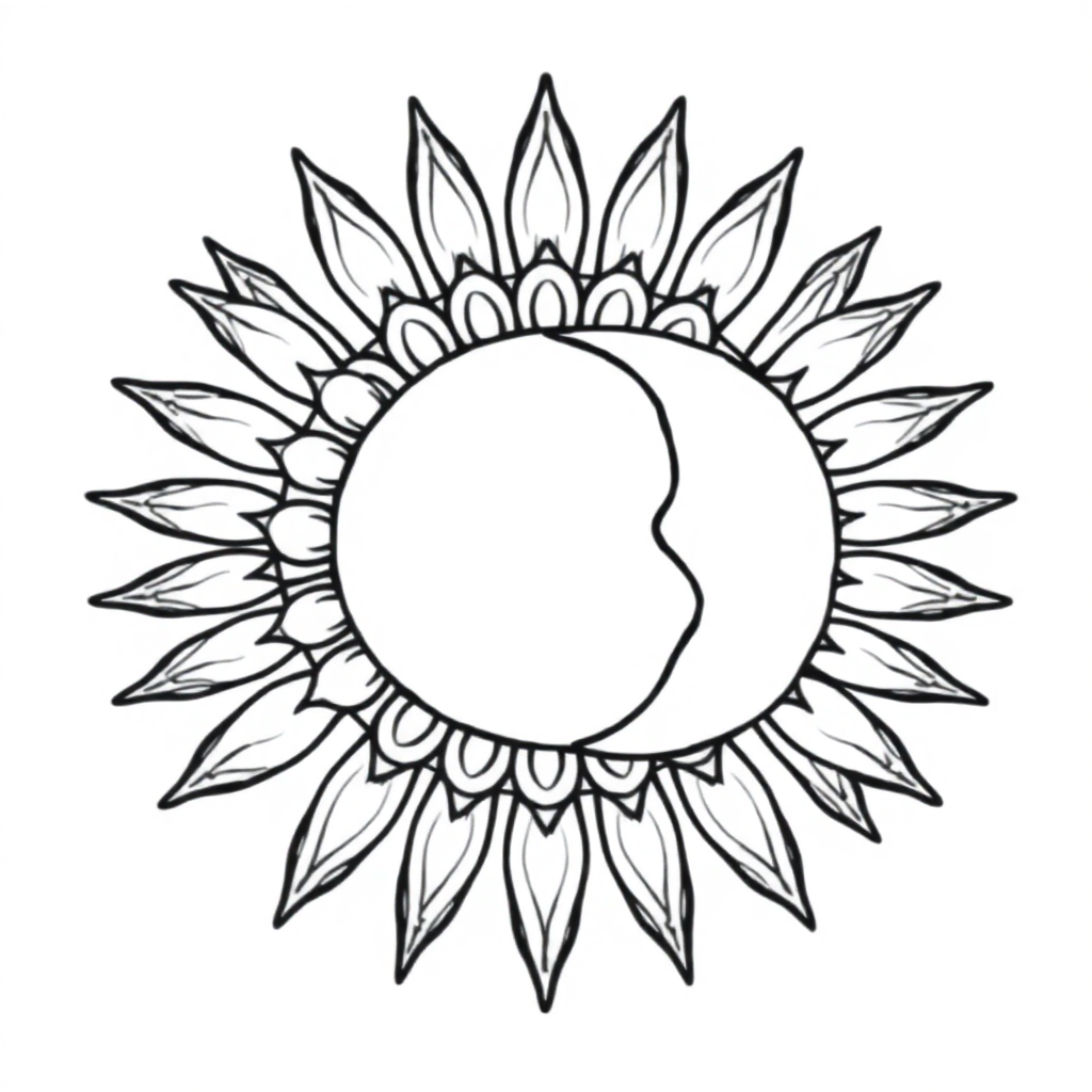 Wild Sun And Moon Mandala Coloring Page