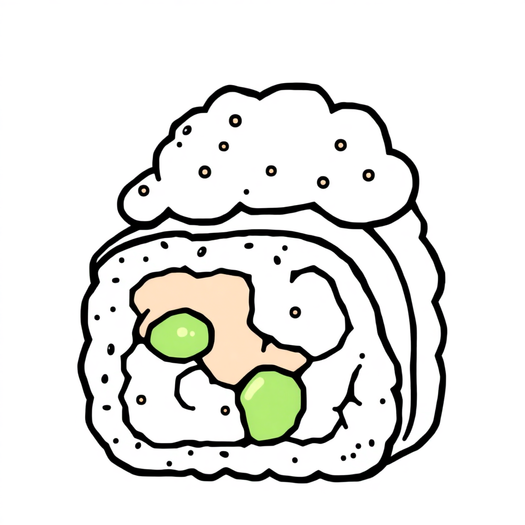 Printable Wild Sushi Roll Coloring Page