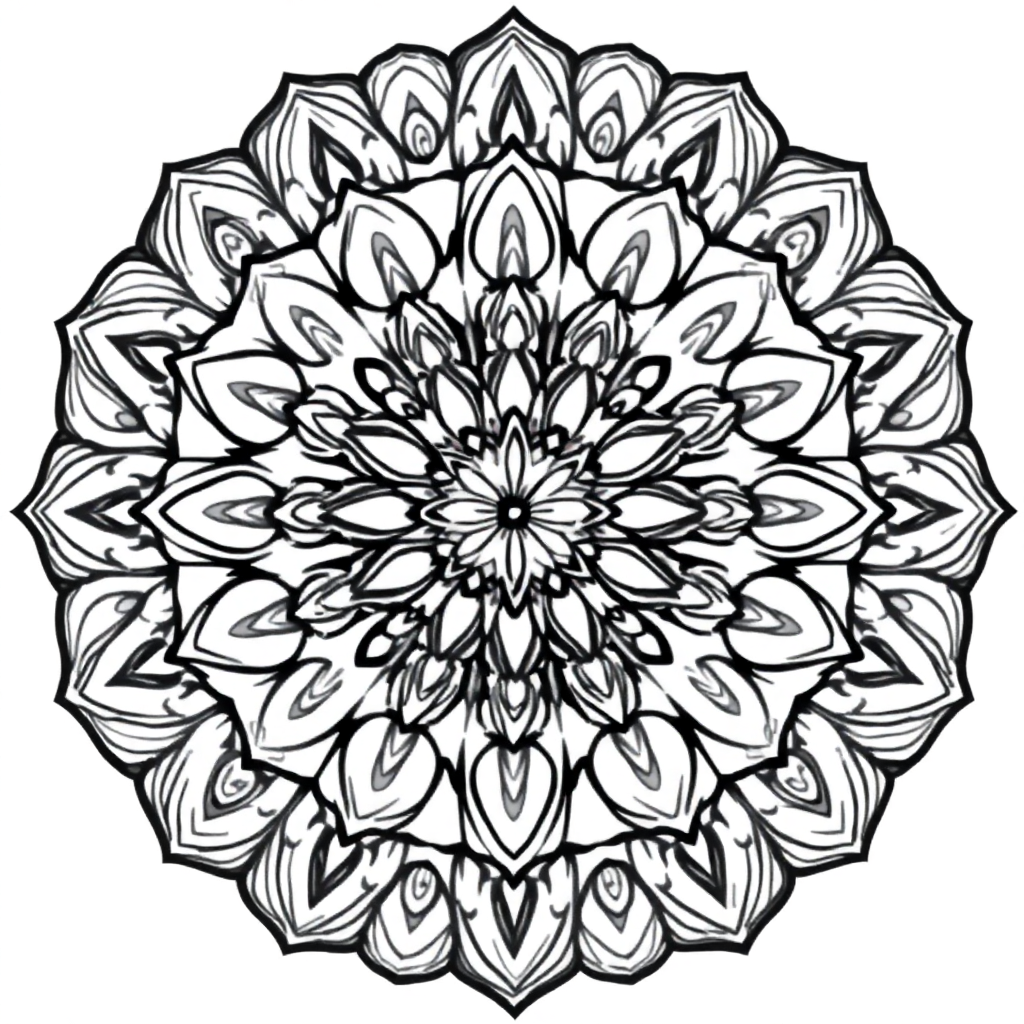 Wild Symmetrical Mandala Pattern Coloring Page