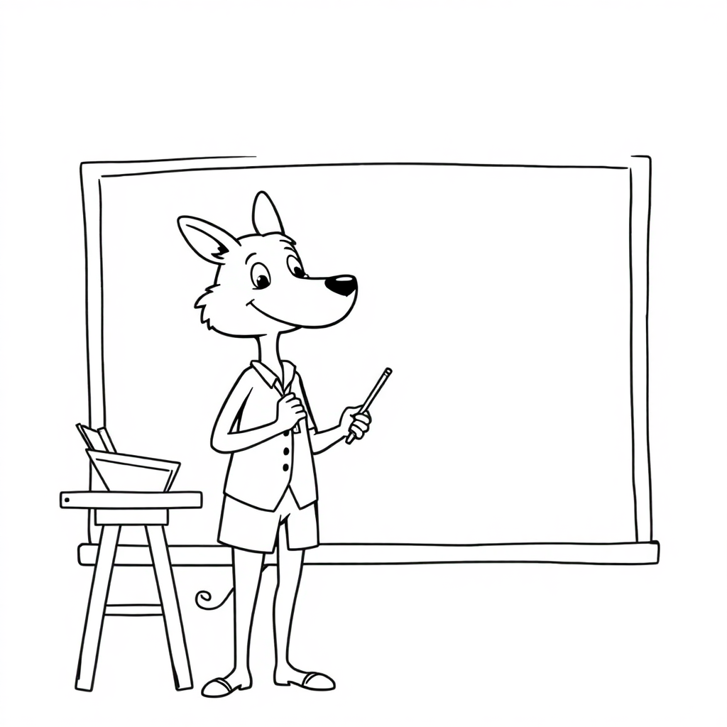 Wild Teacher At Blackboard Coloring Page