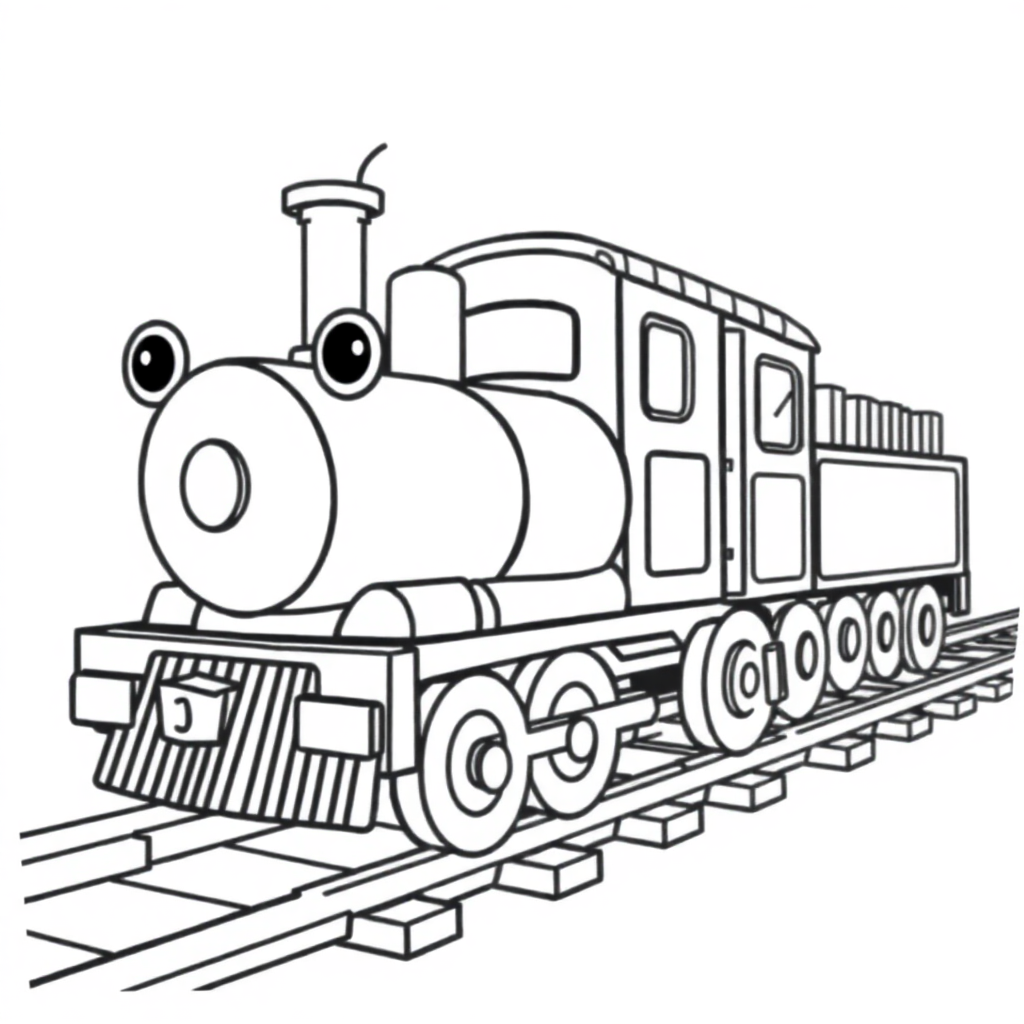 Wild Train On Tracks Coloring Page