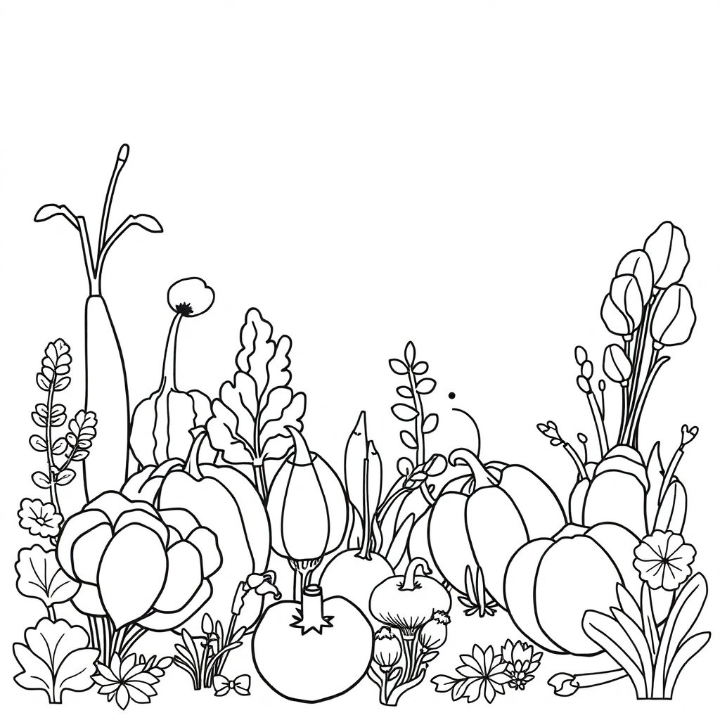 Wild Vegetable Garden Coloring Page