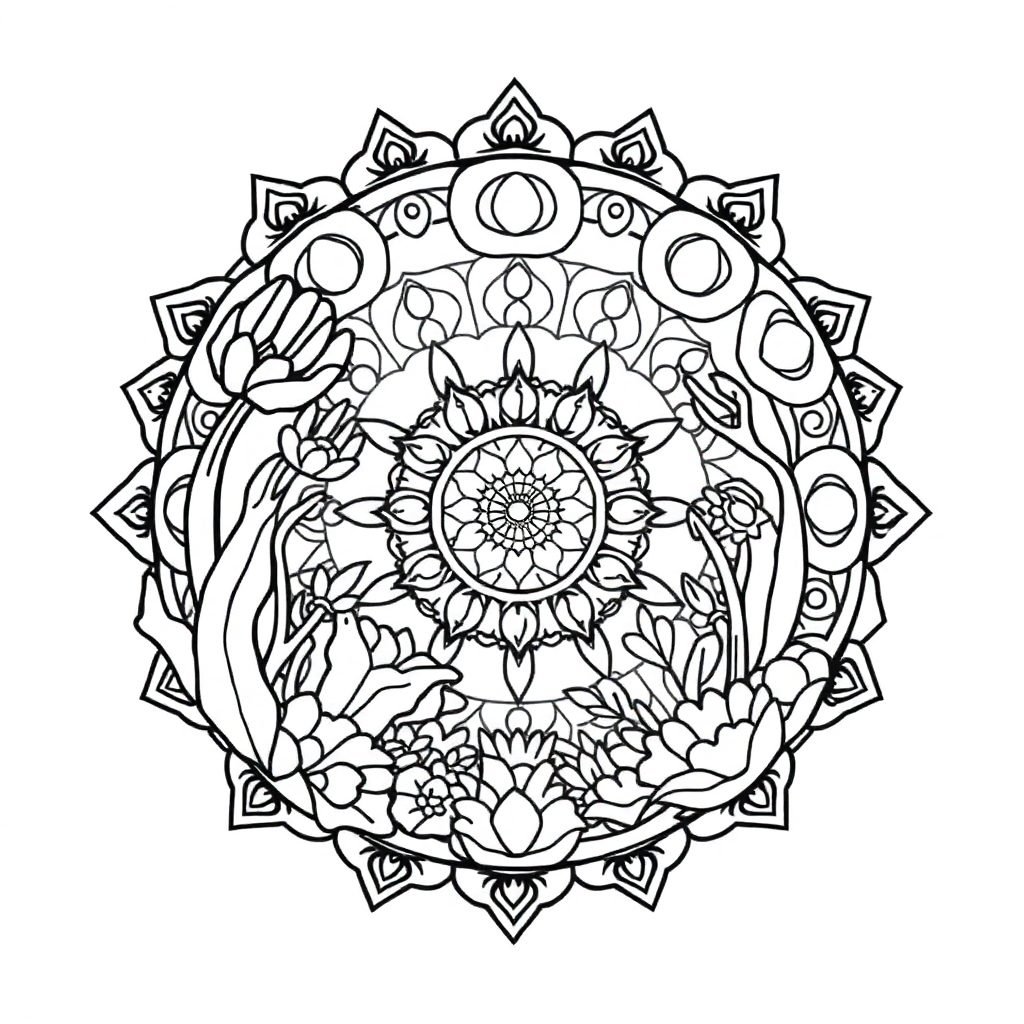 Zen Garden Mandala Underwater Coloring Page