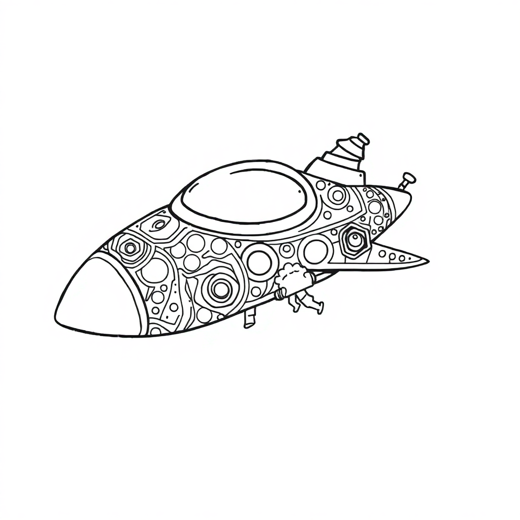Zentangle Style Alien Spaceship Coloring Page